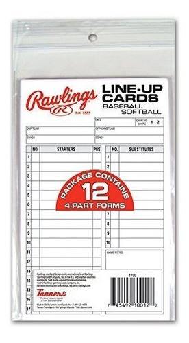 Rawlings-17 Sistema Line-up Tarjetas (12 Tarjetas).