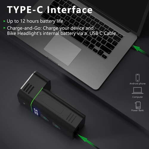Linterna Frontal Led Para Bicicleta Recargable Por Usb /