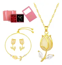 Comprar Tulipán Juego Lujo Collar Pulsera Aretes Dijes Joyería Mujer