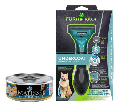  Escova Para Animal De Estimação  Furminator Escova Furminator New Pequeno Gatos Pelo Longo + Surpresa   Tamanho P  Para Raza Pequena  E Pelagem Longo 