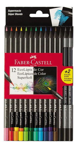 Lápiz de color Faber-Castell 12 EcoLápices de color SuperSoft + 2 EcoLápices de grafito pack 14u