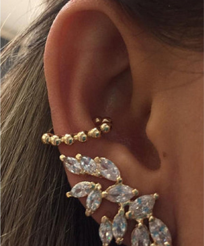 Kit 10 Piercing Argola Orelha Fake Dourado Bolinhas Atacado