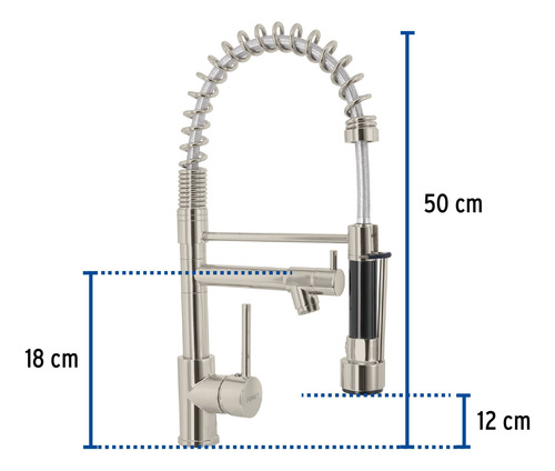 Grifo Monomando Flexible Laton Para Tarja Ideal Baja Presion