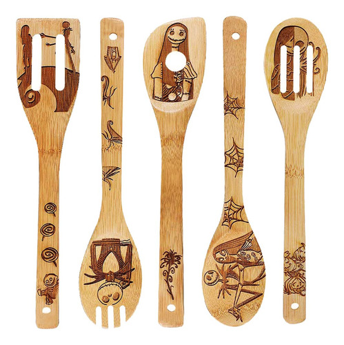 Hygnn Juego Utensilio Cocina Madera Organica Bambu Para 5