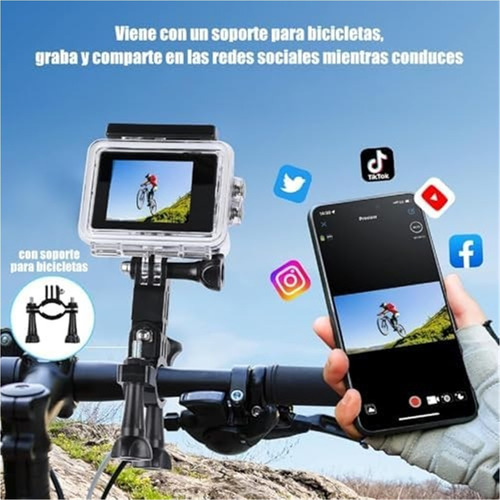C¡mara Deportiva 4k Wifi Lmpermeablehasta 30m Sensor 24mp