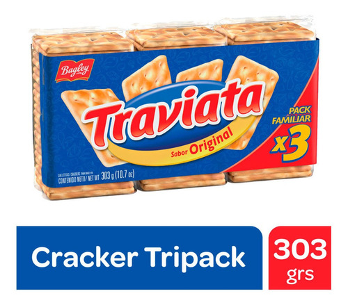 Traviata Crackers De Agua Pack Familiar Bagley 3 X 101 Gr