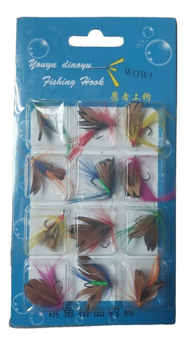 Set 12 Moscas Surtidas Señuelos Pesca Fly Fishing A