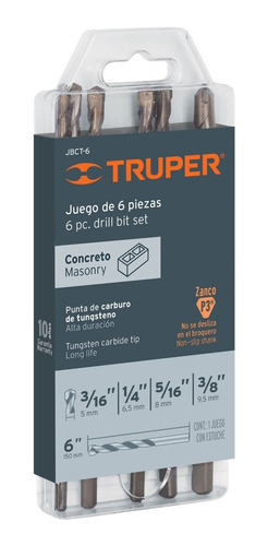 Juego De Brocas Para Concreto, 6 Piezas Truper 11295