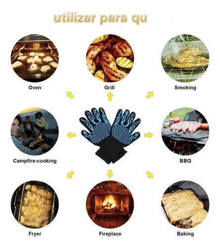 Guantes De Barbacoa Cocina Horno Resistentes Al Calor 1 Par