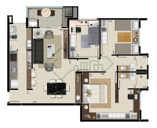 Imagem 9 de 12 de Lindo Apartamento No Bairro Saguaçu | 01 Suíte + 02 | 94 M² Privativos - Sa00473 - 33408583