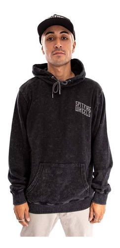 Poleron Hombre Hoodie Canguro Spitfire Wheels Negro