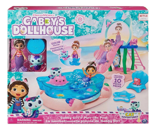 Boneca Gabby Dollhouse Playset Piscina Purr-ific Sunny 3635