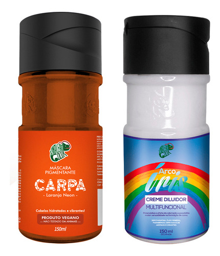  Kit Carpa 150ml E Diluidor Arco Iris 150ml Kamaleão Color Tom Laranja Neon