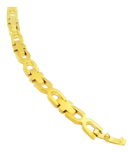 Pulsera De Oro 18k Laminado Para Mujer Eslabones Con Cruz