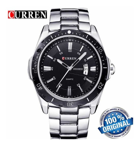 Relógio Masculino Curren 8110 Prata Pulseira Aço Inoxidável