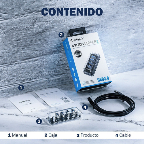 Hub Usb 3.0 Multiplicador 4 Puertos Pc Notebook Transparente