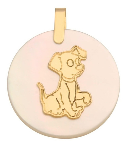 Imagem 1 de 1 de Pingente Madrepérola Cachorro Em Ouro 18k
