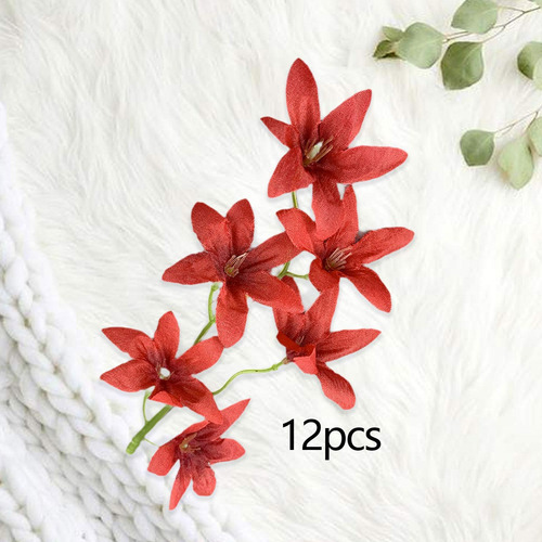 12 Flores Artificiales De Seda De 18 Cm, Rellenos De