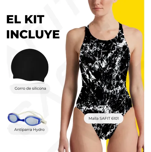 Combo Natacion Malla + Gorro + Antiparra Cloro Resist Pagos 