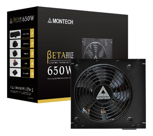 Fonte Montech Beta Bronze 650w, 80 Plus Bronze, Pfc Ativo