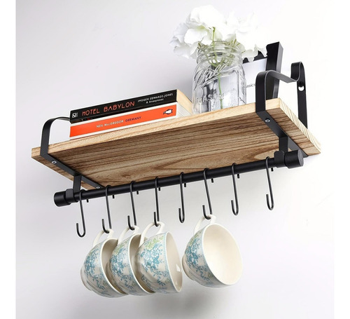 Set 3 Repisas Flotantes Estantería Madera Organización Hogar Color Marrón Oscuro