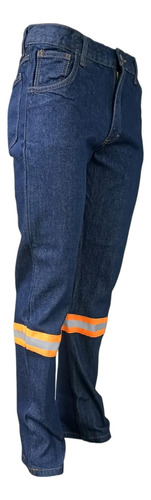 Pantalon De Mezclilla 14oz Con Reflejante Naranja