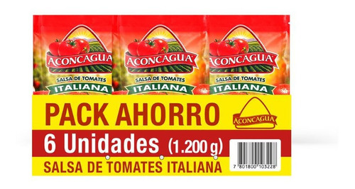 Pack Salsa Italiana Aconcagua 6 Unidades*200gr(1 Disp)super