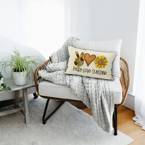 Yueshare Funda De Almohada Rstica De Lino Con Girasoles De V