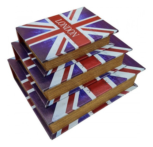 Imagem 4 de 5 de Jogo Caixa Livro Decorativo - 3 Peças Mdf + Pu - G3005