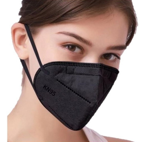 Imagen 1 de 2 de Mascarilla Kn95 Negra Certificadas Pack 100 Unidades