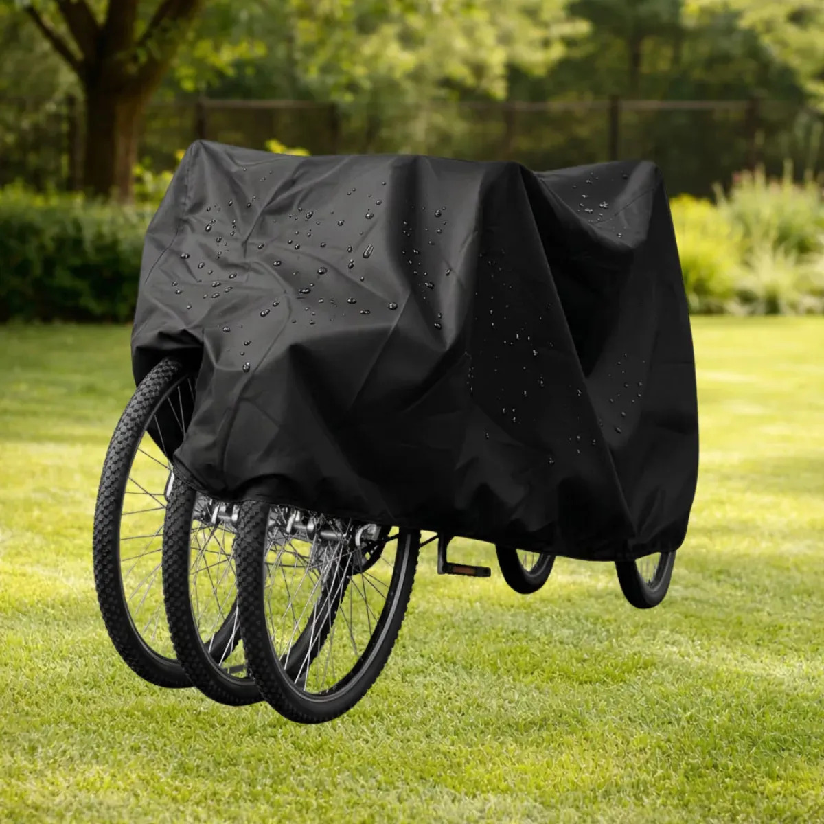 Funda Cubre 3 Bicicletas Lona Impermeable Pesada Negro Xl