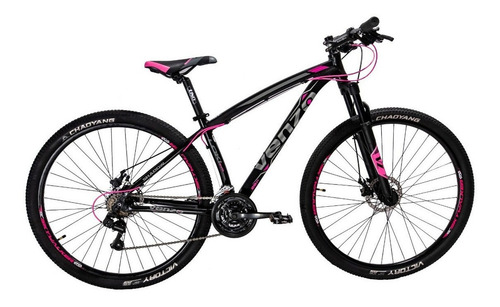 Mountain bike Venzo Shadow Series Loki Evo R29 18" 21v frenos de disco mecánico cambios Shimano color negro/rosa  