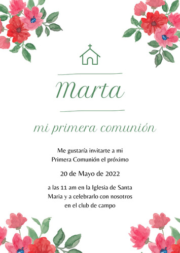 Invitaciones Digitales Bautismo, Comunion Modelo #20