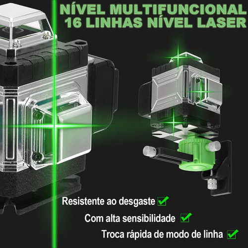 Nível A Laser De 16 Linhas - Precisão Profissional Com Suporte E Controle Remoto, Ideal Para Leveza E Alinhamento | Nivel Laser | Nivel A Lazer | Leize Nivelado