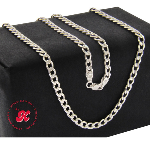 Cadena 55cm X 5mm De Plata Fina .925 Barbada Collar