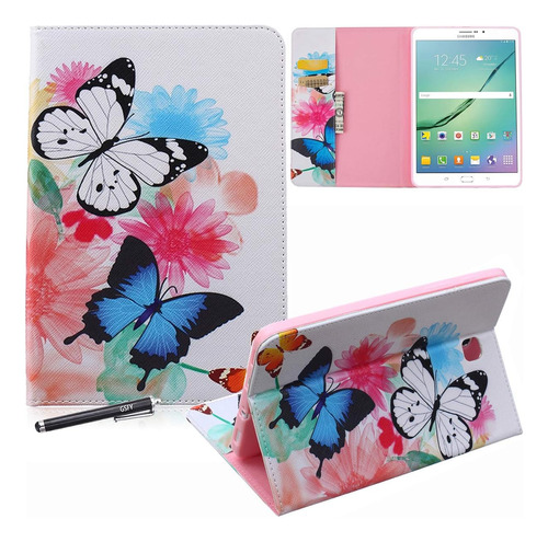 Funda Newshine Para iPad Galaxy Tab S2 Diseño De Mariposas