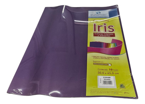 Cartulina Euromac Iris 10 Pliegos 50x65 Color Violeta Oscuro Liso