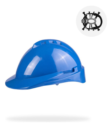 Casco De Trabajo Libus + Arnés Plástico Cremallera Azul