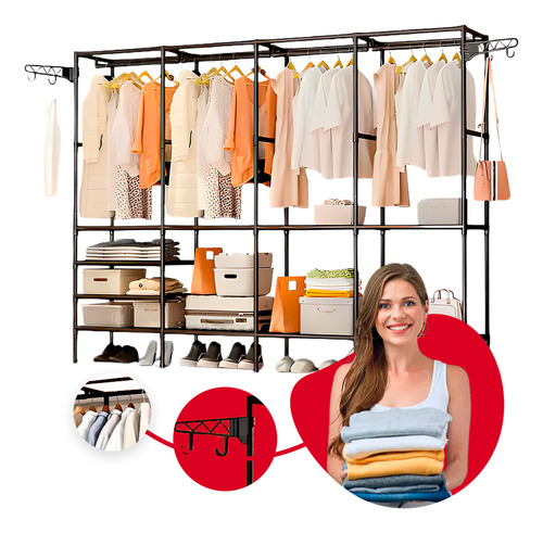 Closet Aberto Com 4 Colunas Em Aço Resistente
