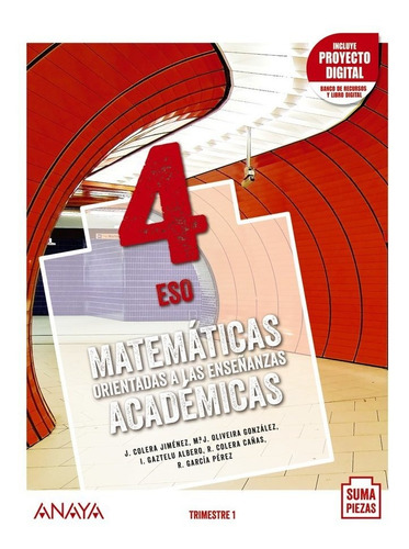 Libro Eso 4 Matematicas Orientadas A Las Enseã¿anzas Acad...