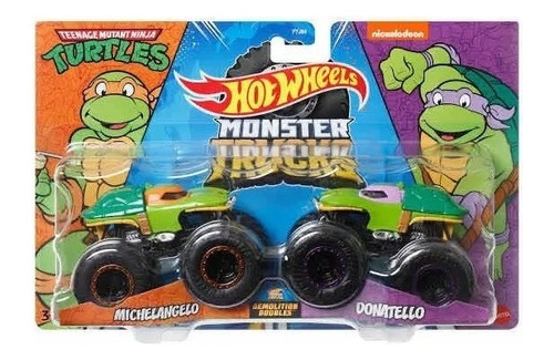 Hot Wheels Monster Trucks Tortugas  Ninja Demolition Doubles