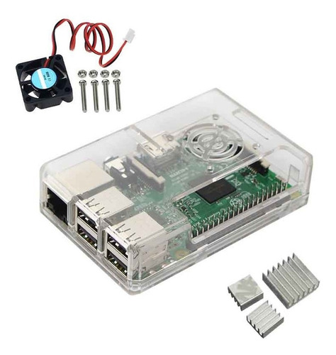 Kit Case Raspberry Model Pi 3 B Ou B+ + Cooler + Dissipadore