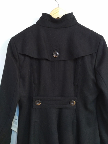 Abrigo Mujer Asos Cuello Subido Skater Mix Lana Negro 42