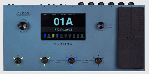 Pedalera Multiefecto Para Guitarra Flamma Fx200 Gris