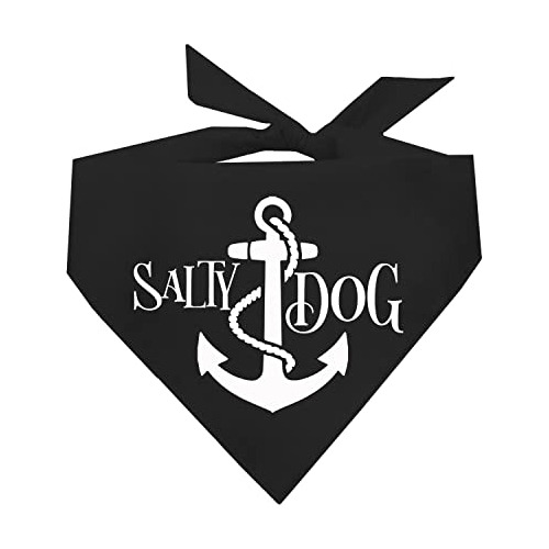 Salty Dog Beach Dog Anchor Dog Bandana (100 Negro, Talla Ún