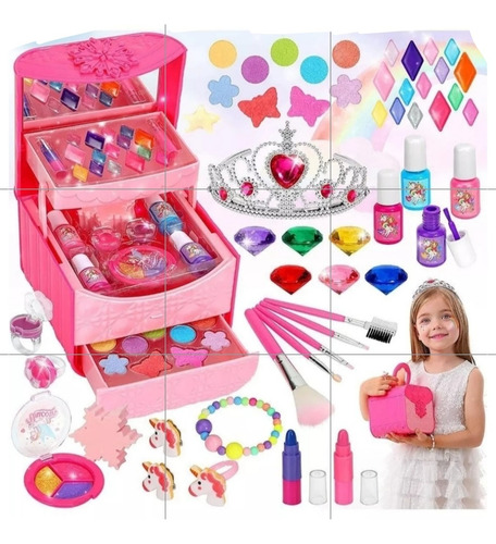 Kit De Maquillaje Unicornio Para Niña, No Tóxico, Lavable.