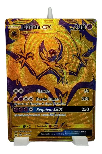 Carta Pokémon Lendário Lunala Gx Dourada Sol E Lua