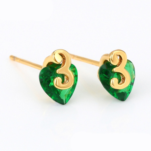 Aretes Oro 14k Lam Numero 3 Suerte Protección Amuleto Moda
