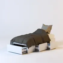 Comprar Cama Premium, Box Sommier Con Cajones Y Baulera 1 Plaza Color 0.80 X 1.90 M 3 Cajones - Contra Pared