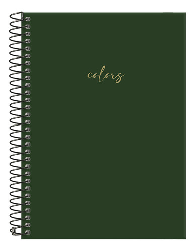 Caderno Colegial Solid Colors V. Militar 15 Matérias Cor Verde Militar